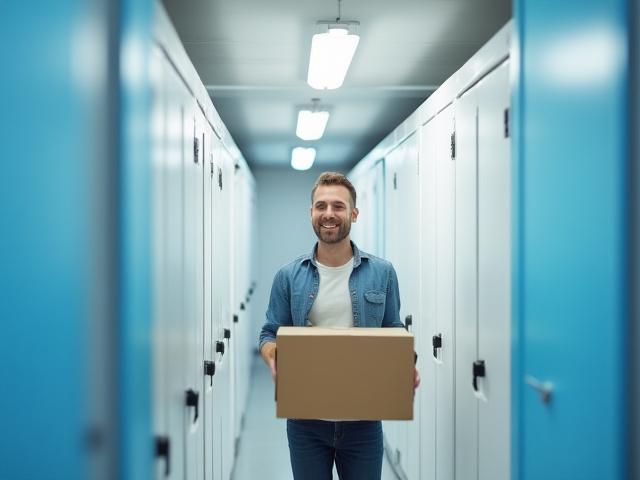 Šviesi ir tvarkinga sandėliavimo patalpa su klientu, patenkintu aptarnavimu