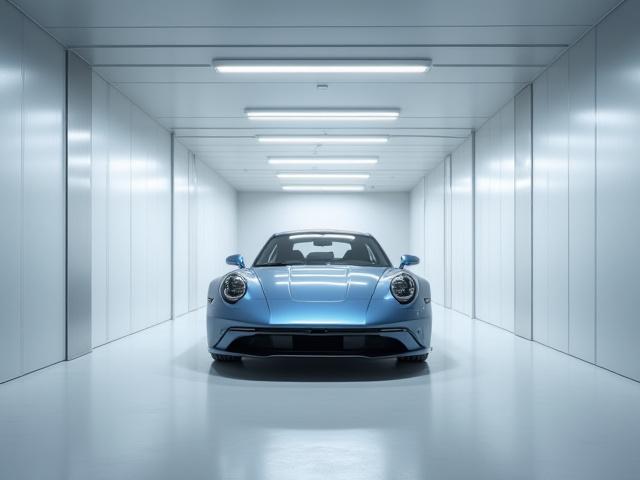 Švarus, erdvus garažo tipo sandėliukas klasikiniam automobiliui